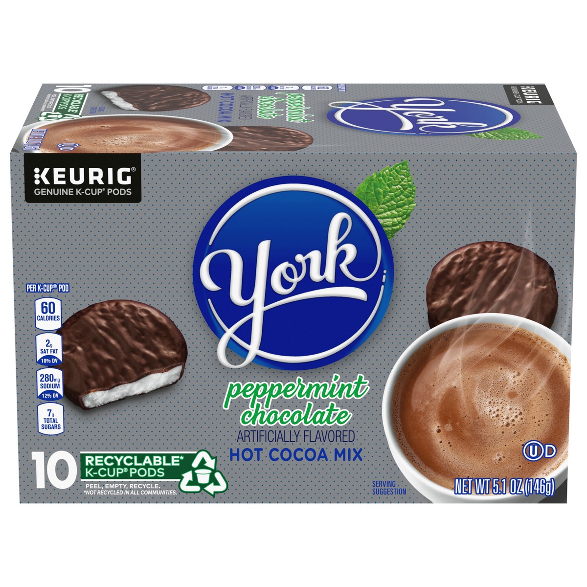 slide 4 of 11, Keurig York Peppermint Chocolate Hot Cocoa Mix K-Cup Pods 10 Box, 5.1 oz