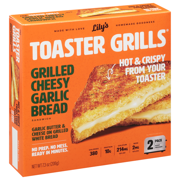 slide 1 of 1, Lily's Toaster Grills Cheesy Garlic Bread Sandwich, 7.3 oz