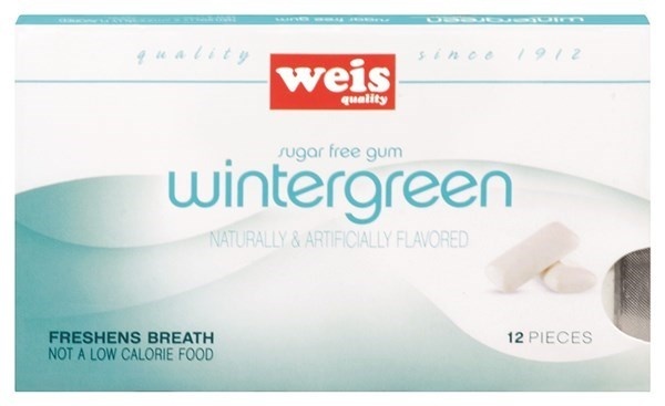 slide 1 of 1, Weis Quality Wintergreen Sugar Free Gum, 12 1 ct