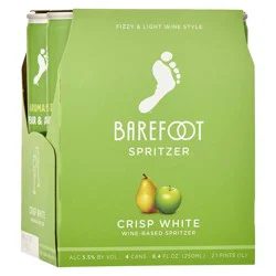 Barefoot Spritzer Crisp White Wine 4 Single Serve