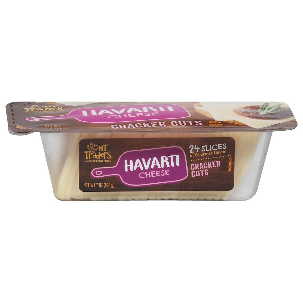 slide 1 of 3, Ht Traders Havarti Cracker Cut Cheese Slices, 24 slices / 7 oz