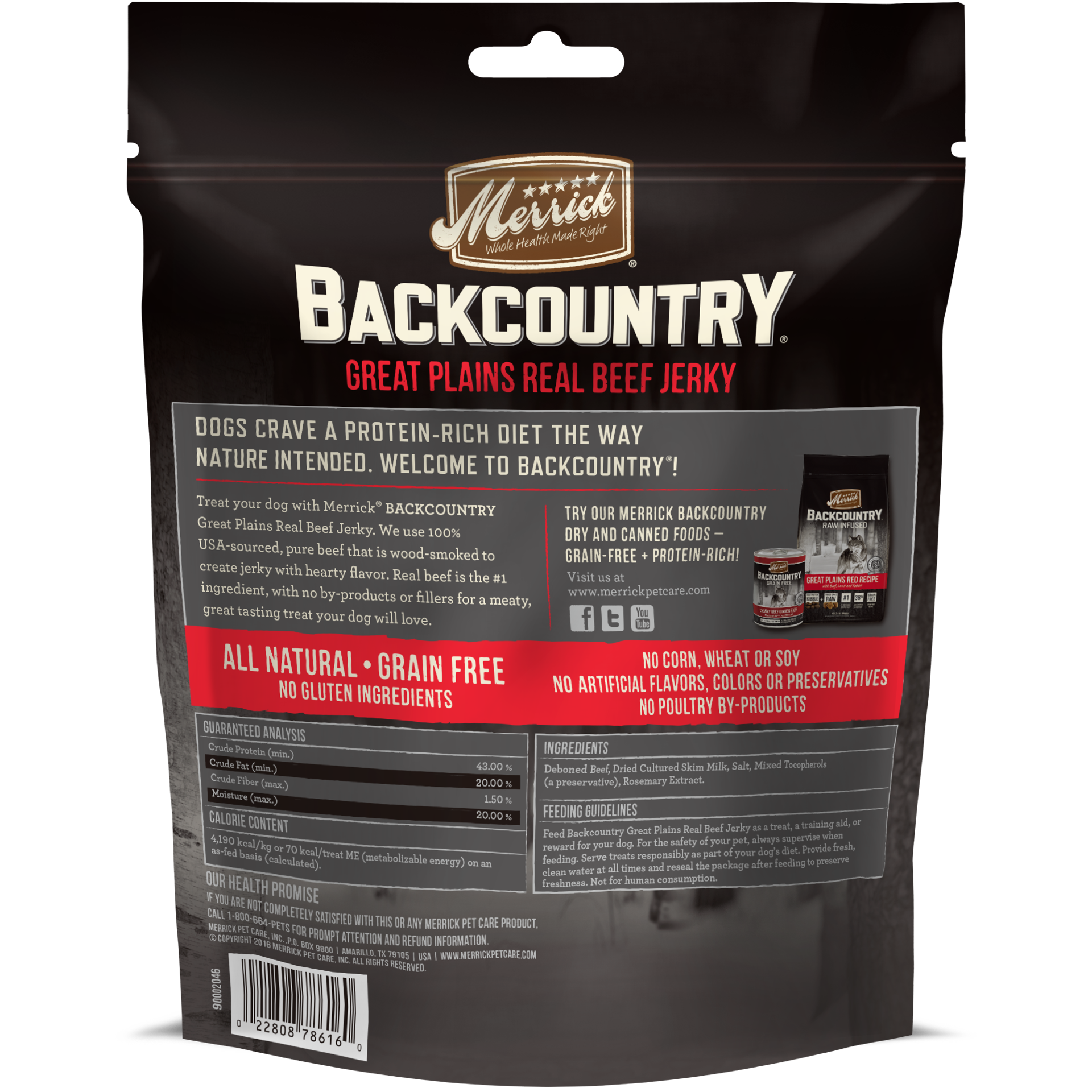 slide 2 of 2, Merrick Backcountry Great Plains Real Beef Jerky Dog Treats - 4.5 oz Pouch, 4.5 oz