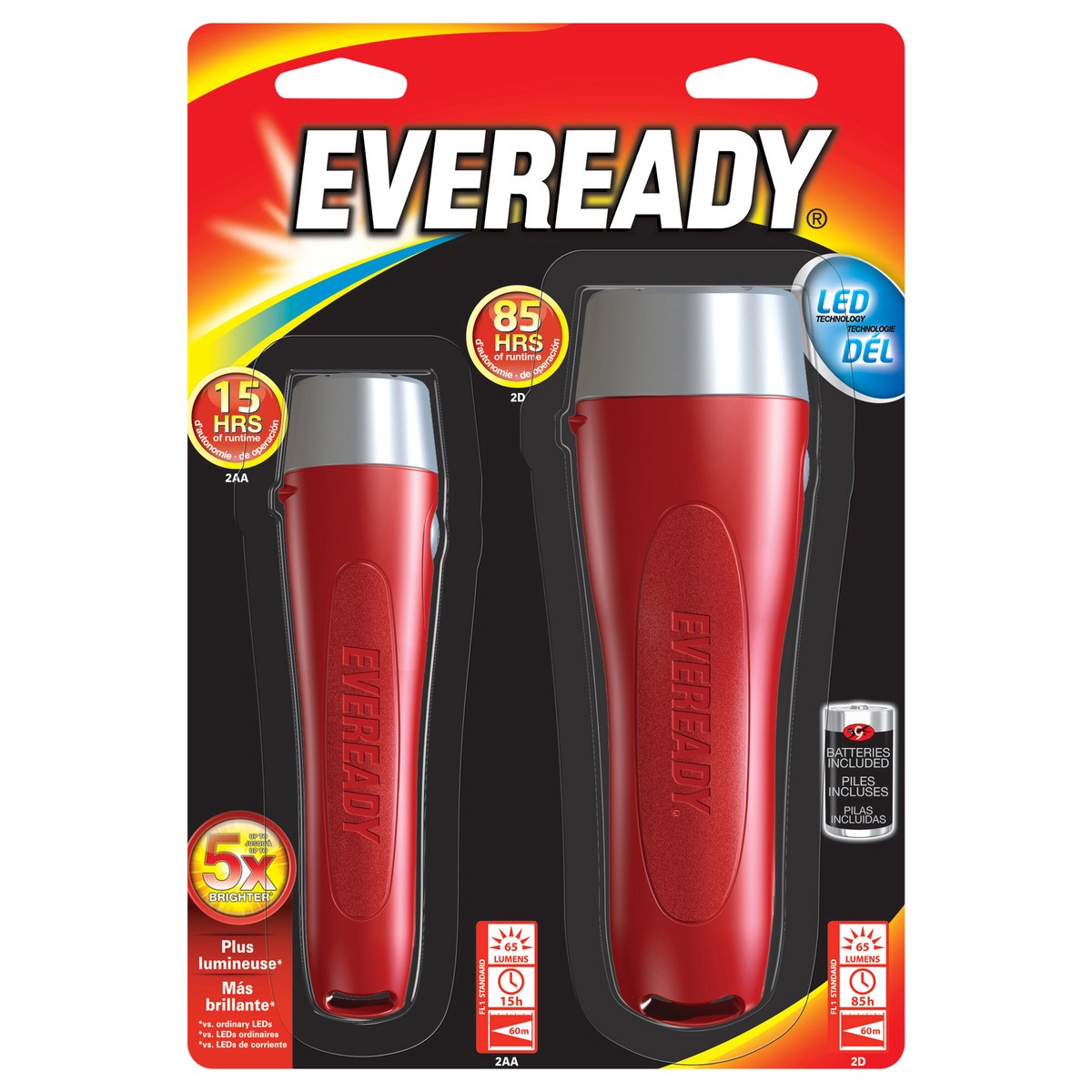 slide 4 of 6, Eveready LED Technology 65 Lumens Torch 2 ea, 2 ct