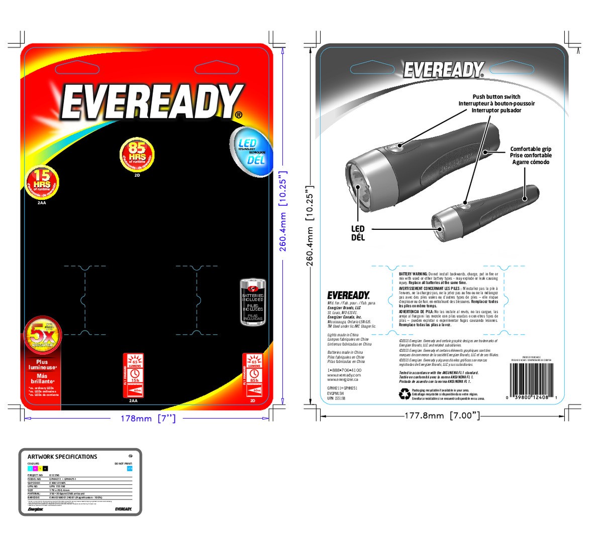 slide 5 of 6, Eveready LED Technology 65 Lumens Torch 2 ea, 2 ct