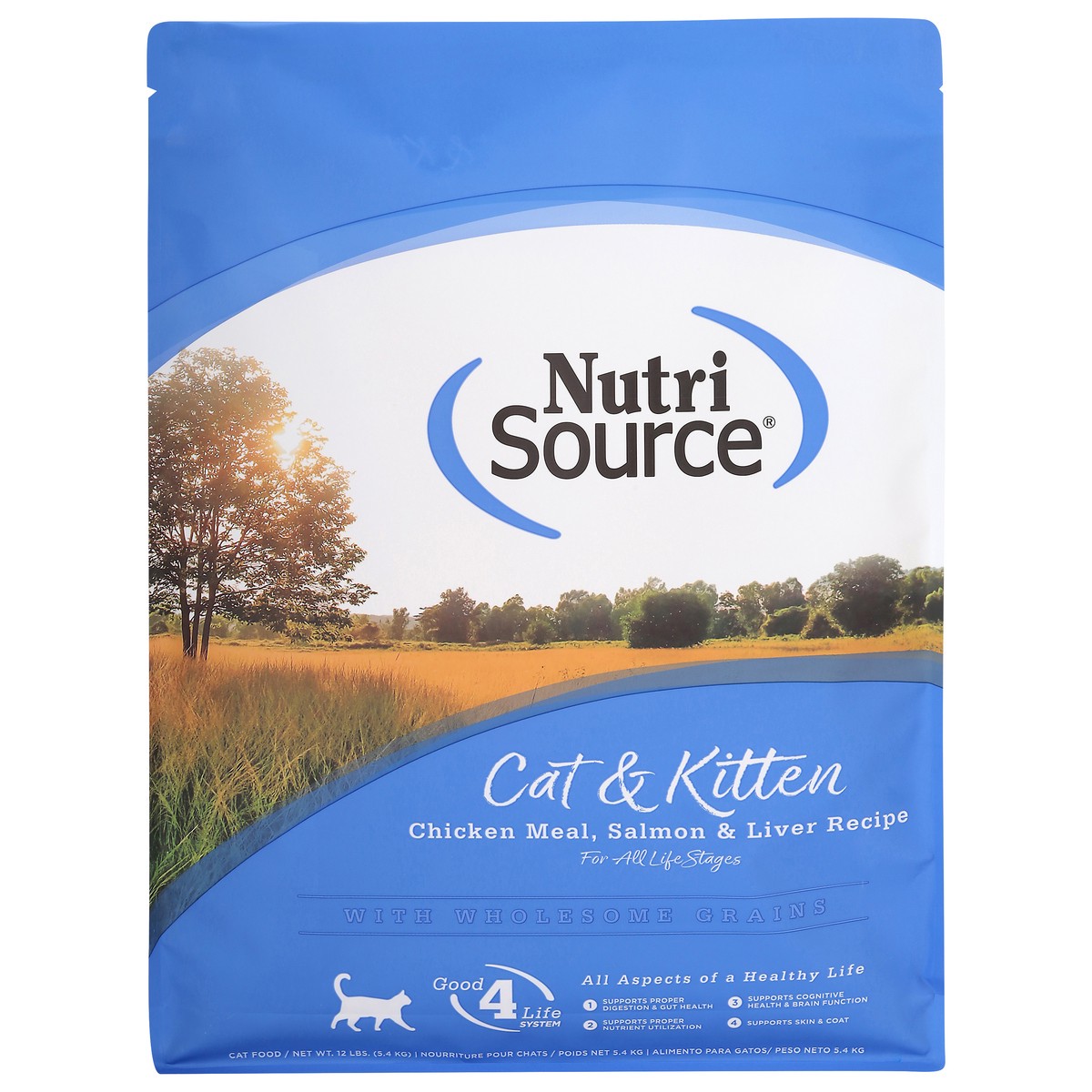 slide 5 of 14, NutriSource with Wholesome Grains For All Life Stages Chicken Meal, Salmon & Liver Recipe Cat Food 12 lb, 192 oz