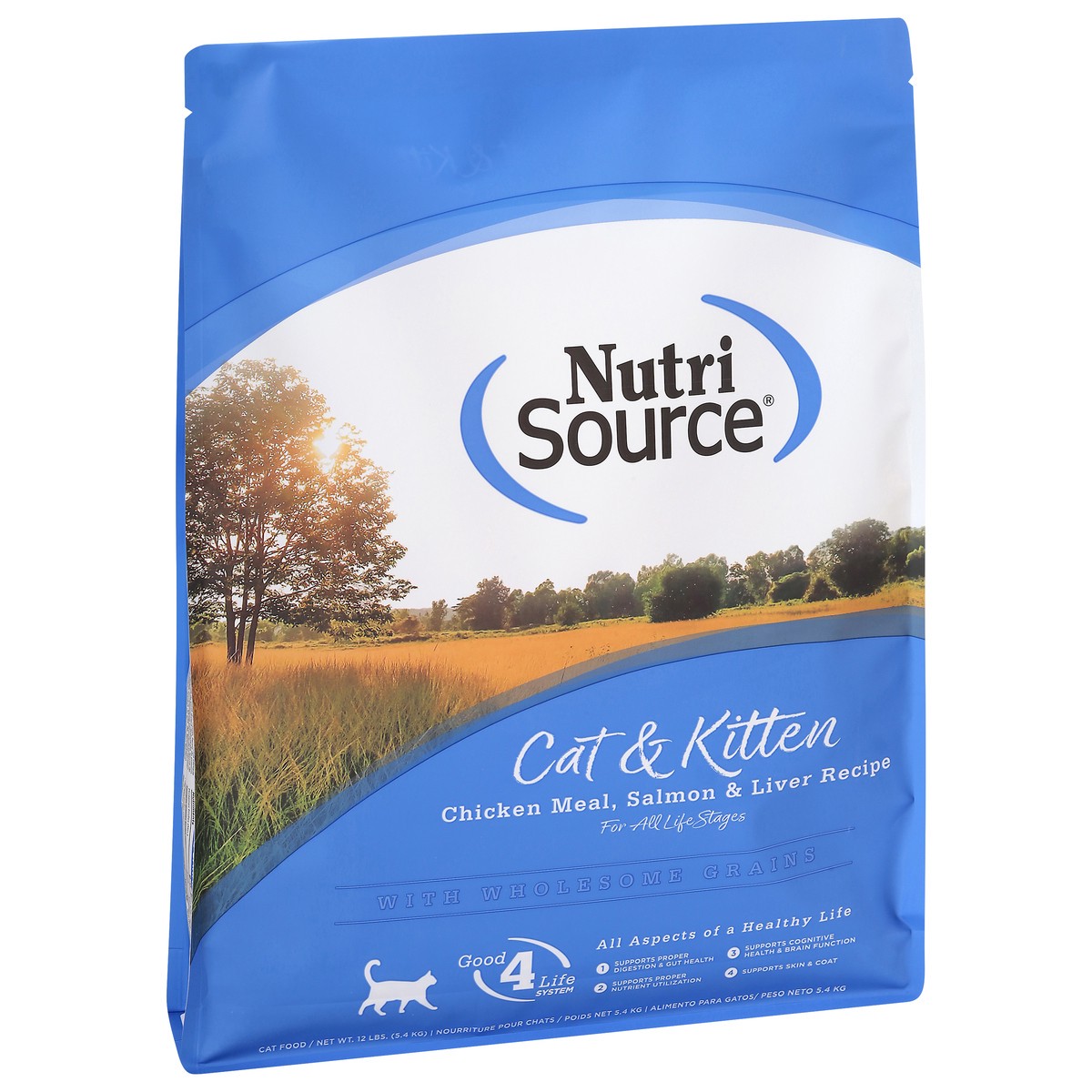 slide 8 of 14, NutriSource with Wholesome Grains For All Life Stages Chicken Meal, Salmon & Liver Recipe Cat Food 12 lb, 192 oz