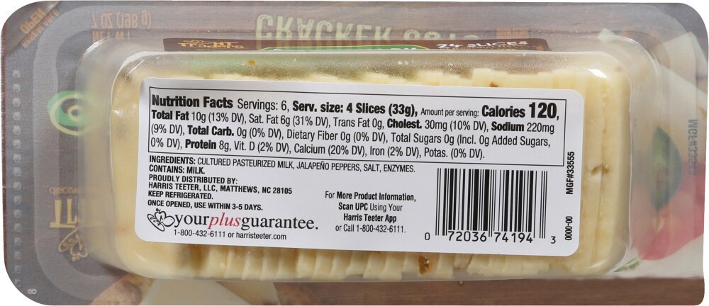 slide 2 of 3, Harris Teeter Traders Pepper Jack Cracker Cut Cheese Slices, 24 slices / 7 oz