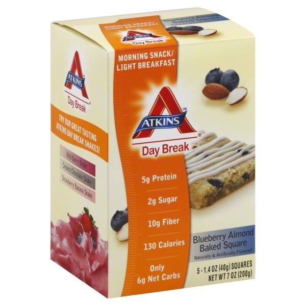 slide 1 of 1, Atkins Baked Square, Blueberry Almond, 7 oz