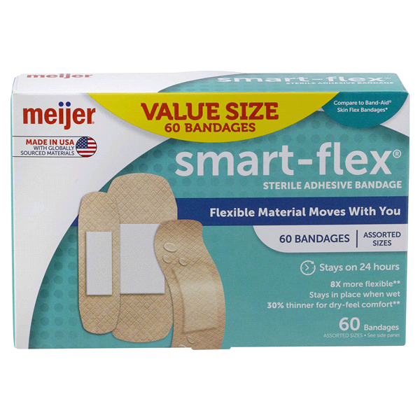 slide 1 of 1, Meijer Bandage Fabric Smart-Flex, Assorted, 60 ct