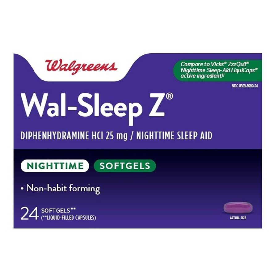 slide 1 of 1, Walgreens Wal-Sleep Z Nighttime Sleep-Aid, 24 ct