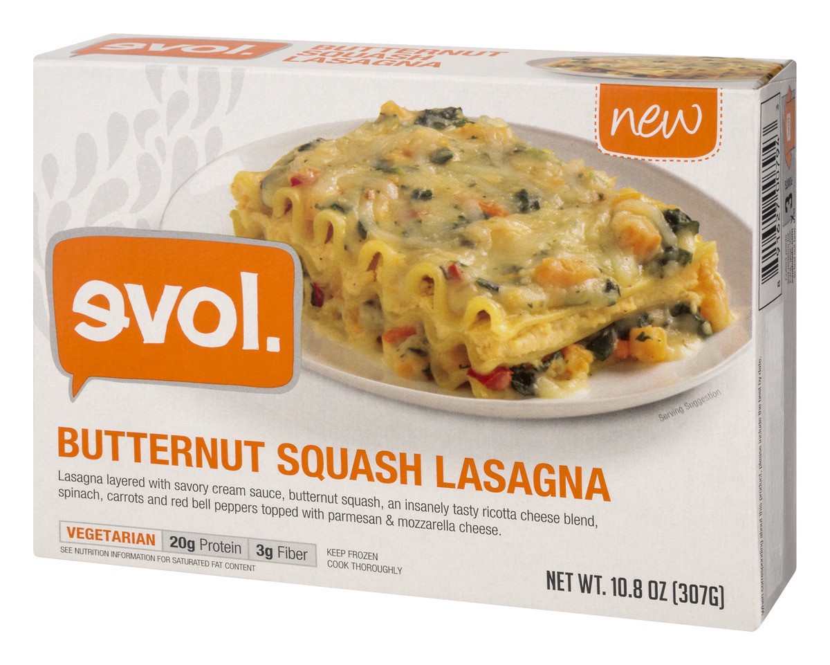 slide 4 of 9, Evol Butternut Squash Lasagna, Vegetarian, Single Serve, Frozen Meal, 10.8 oz., 10.8 oz