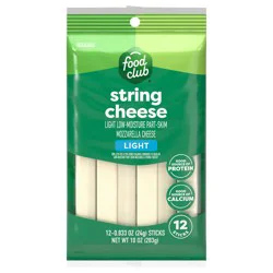 Food Club Light Low-moisture Part-skim Mozzarella String Cheese