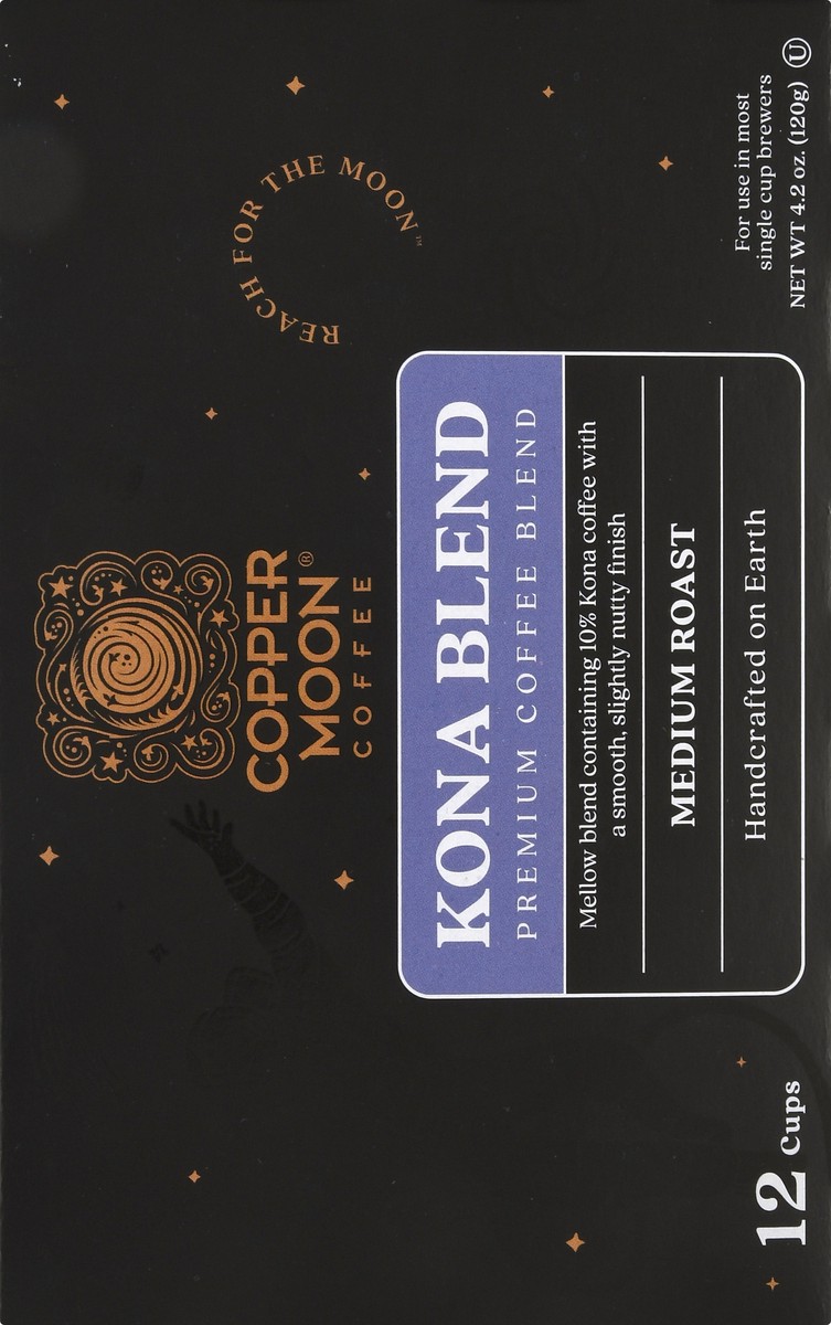 slide 6 of 10, Copper Moon Medium Roast Cups Kona Blend Coffee 12 ea, 12 ct