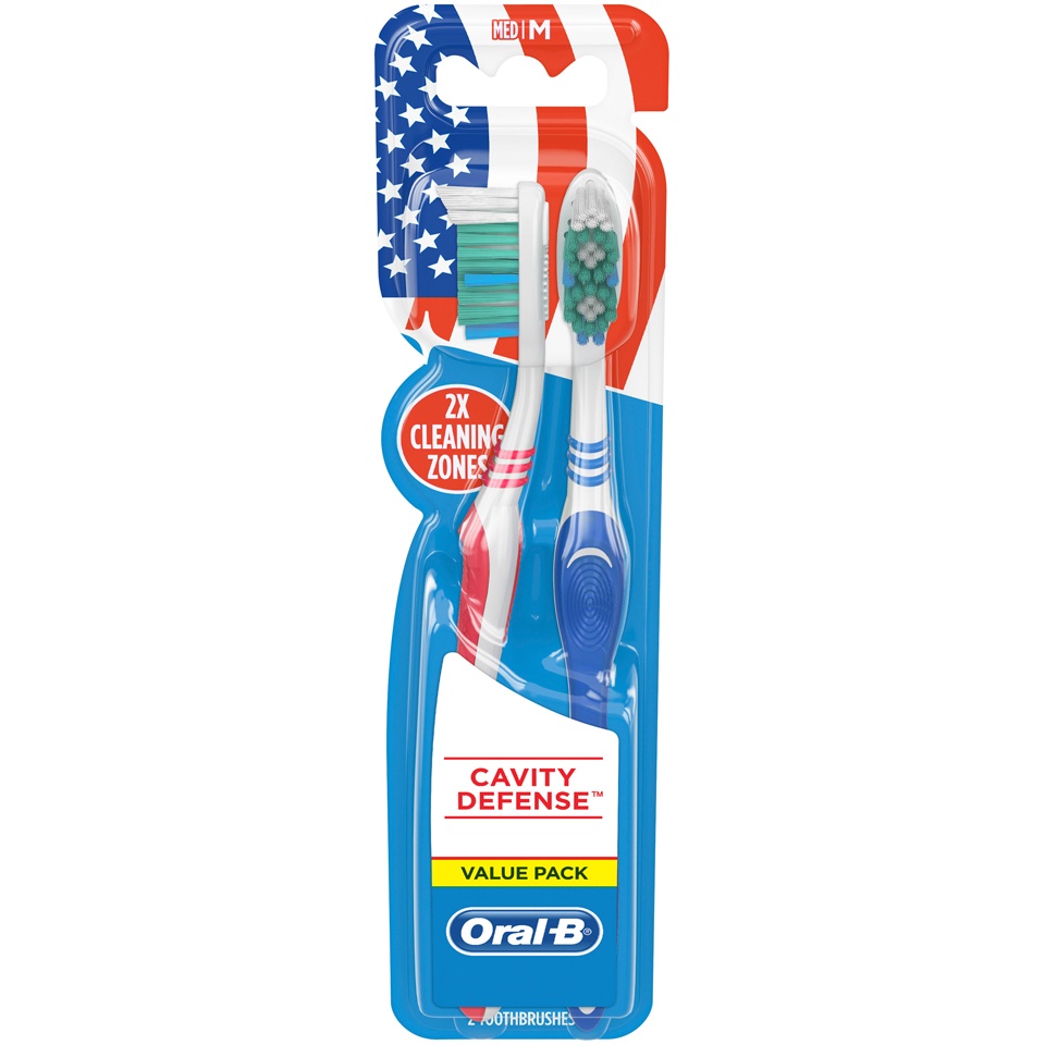 slide 1 of 2, Oral-B Cavity Defense 40 Medium Bristle Toothbrush, 2 ct