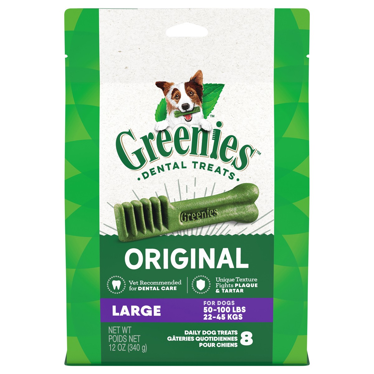 slide 1 of 3, GREENIES Original Large Natural Dental Care Dog Treats, 12 oz. Pack (8 Treats), 8 ct