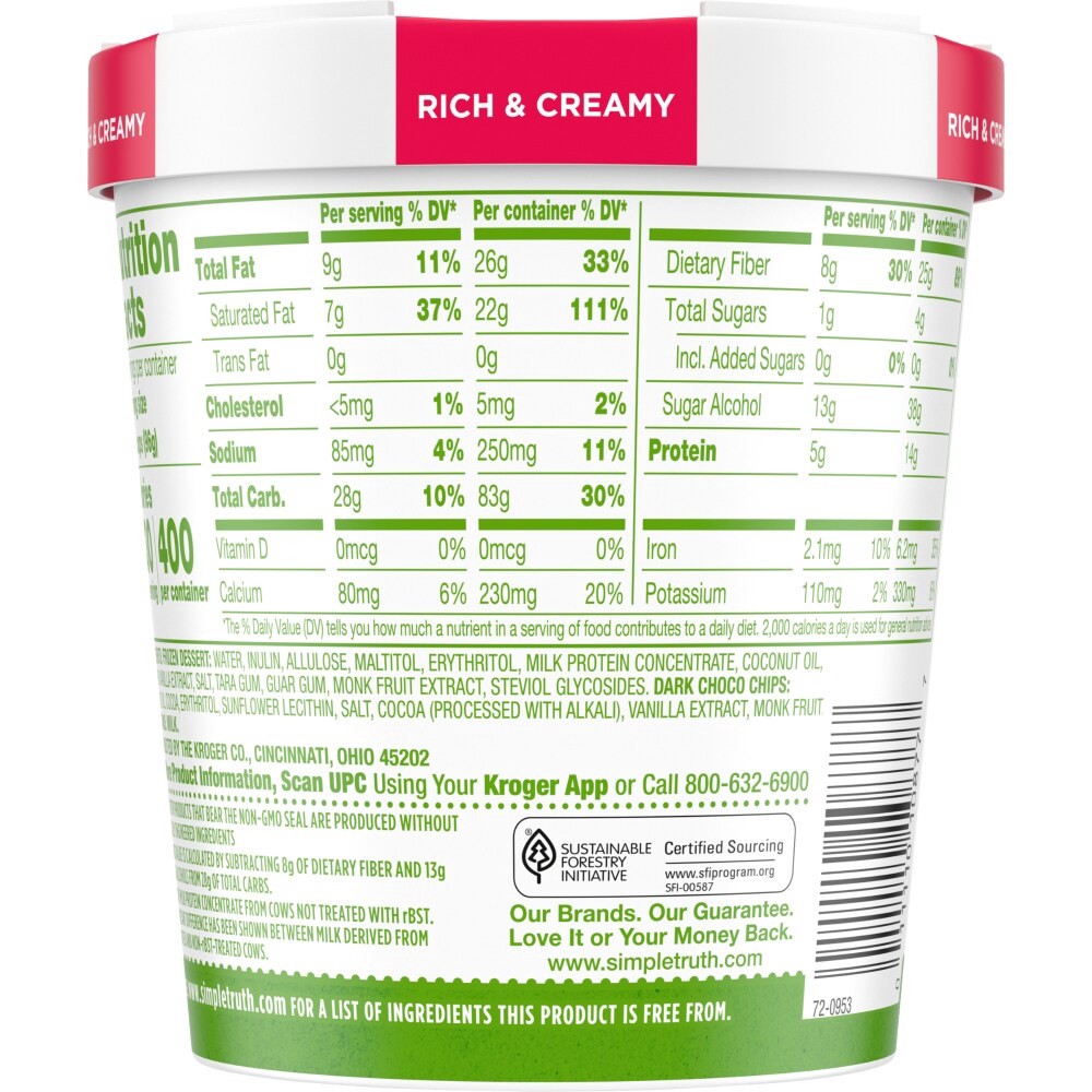 slide 1 of 5, Simple Truth Low Carb Low Sugar Mint Frozen Dessert, 16 oz