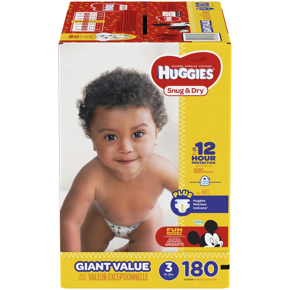 slide 1 of 1, Huggies Snug & Dry Giant Pack Diapers Size 3, 180 ct