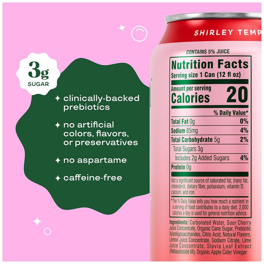 slide 3 of 5, Bloom Pop Shirley Temple Prebiotic Soda, 4-pack Cans, 4 ct; 12 fl oz