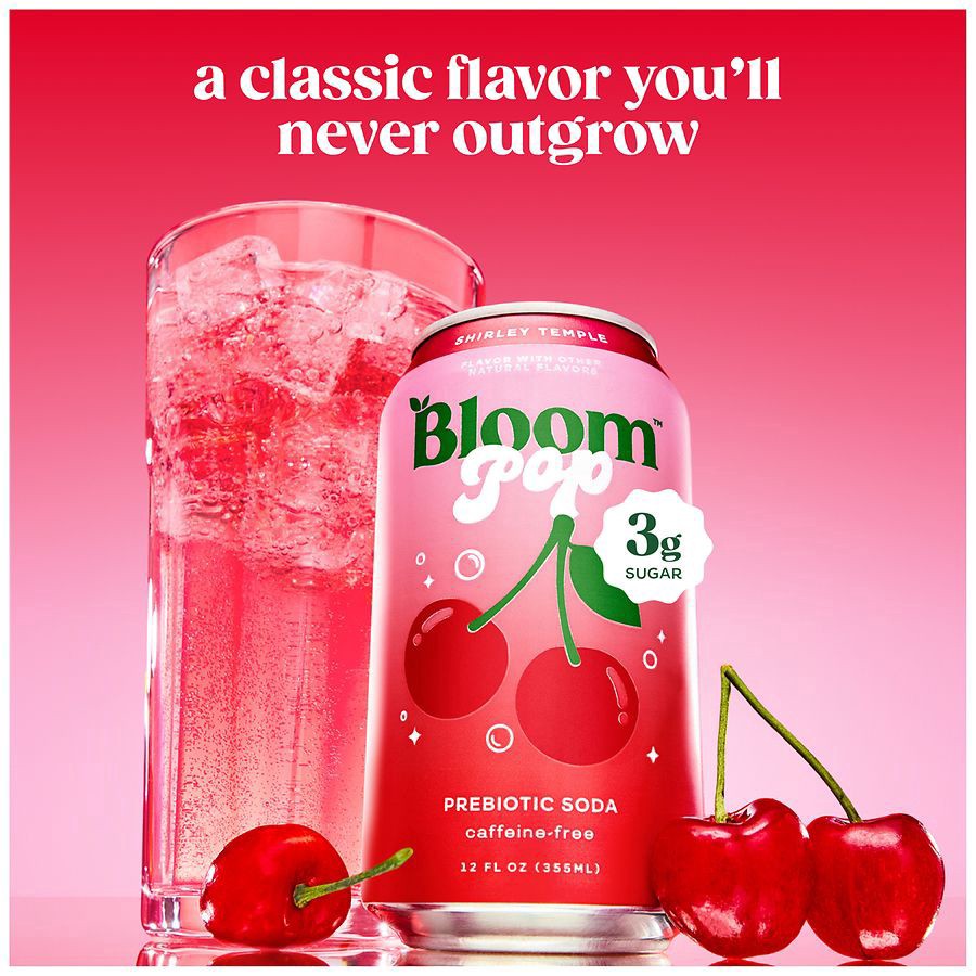 slide 4 of 5, Bloom Pop Shirley Temple Prebiotic Soda, 4-pack Cans, 4 ct; 12 fl oz