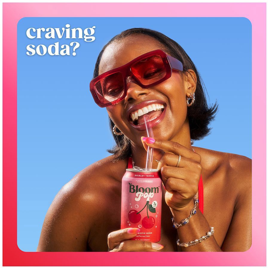 slide 5 of 5, Bloom Pop Shirley Temple Prebiotic Soda, 4-pack Cans, 4 ct; 12 fl oz