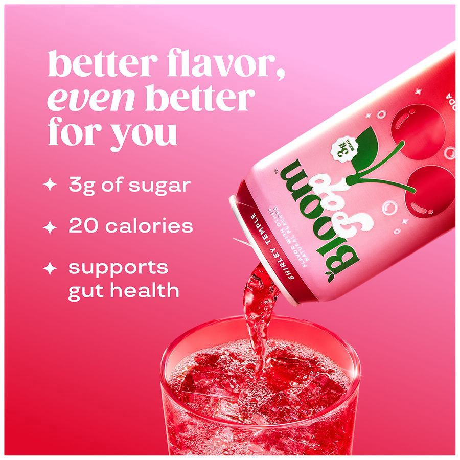 slide 2 of 5, Bloom Pop Shirley Temple Prebiotic Soda, 4-pack Cans, 4 ct; 12 fl oz