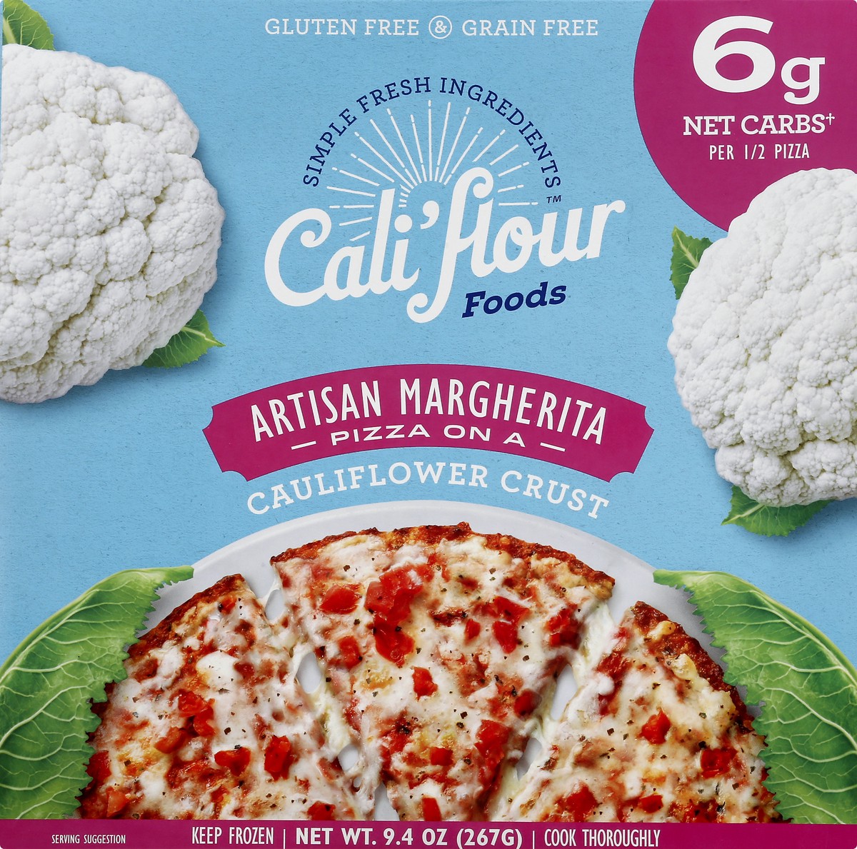 slide 12 of 13, Cali'flour Foods Cauliflower Crust Artisan Margherita Pizza 9.4 oz, 9.4 oz
