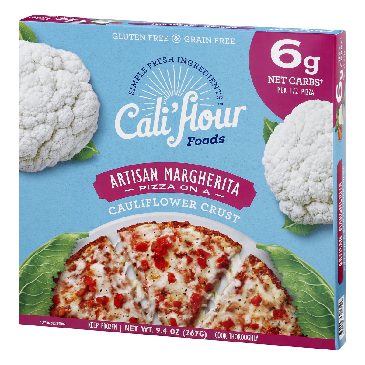 slide 8 of 13, Cali'flour Foods Cauliflower Crust Artisan Margherita Pizza 9.4 oz, 9.4 oz