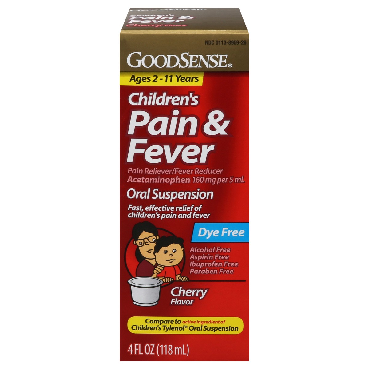 slide 1 of 5, Good Sense Children's Ages 2-11 Years Pain & Fever 4 fl oz, 4 fl oz