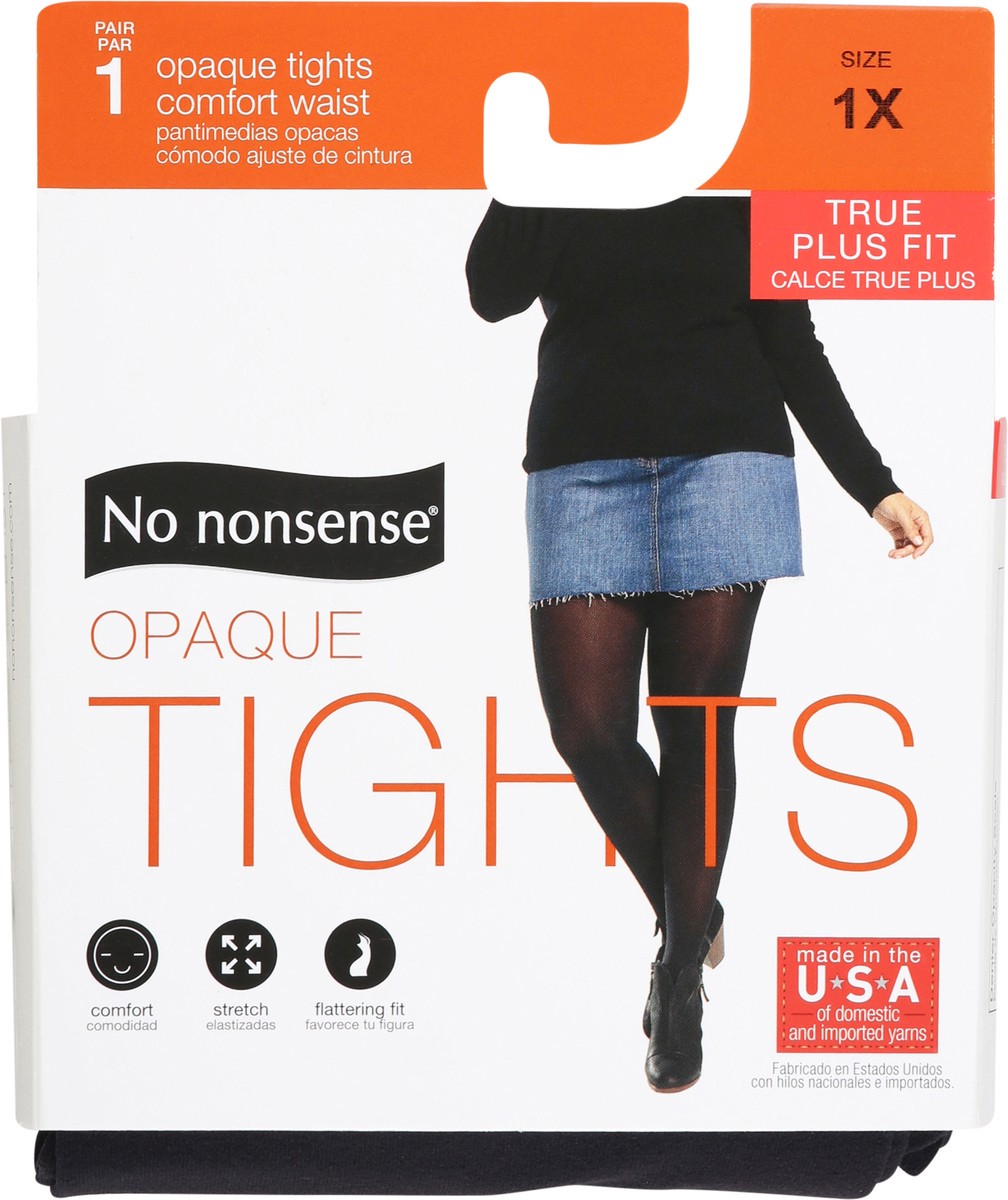 slide 6 of 9, No Nonsense Opaque Black Comft Waist Tights 1X, 1 ct