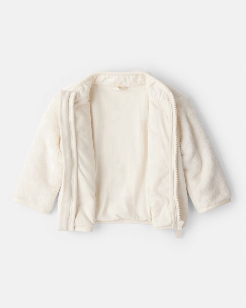 slide 2 of 3, Carter's Carters Baby Girl Sherpa Zip-Up Jacket - Ivory Cream 24M, 1 ct