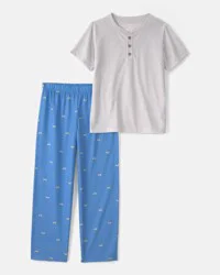 Carters Boys Gaming Solid Loose Fit 2-Piece Pajama Set - Grey/Blue Multi 4
