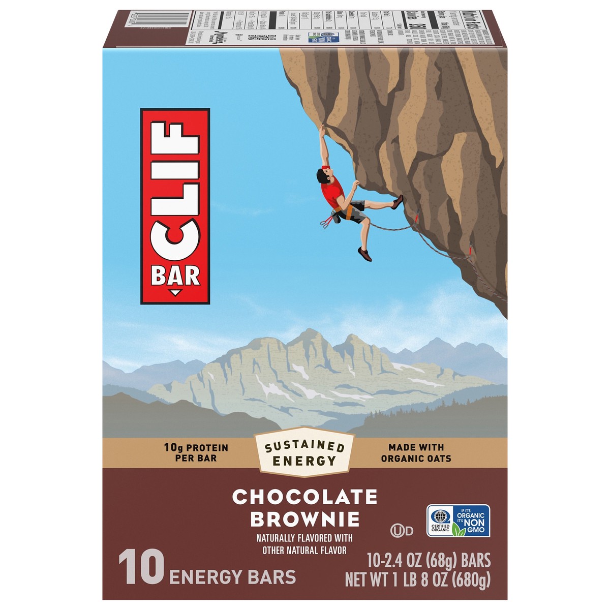 slide 4 of 4, CLIF BAR - Chocolate Brownie Flavor - Made with Organic Oats - Energy Bars - Non-GMO - Plant Based Protein Bars (10 Pack), 10 ct