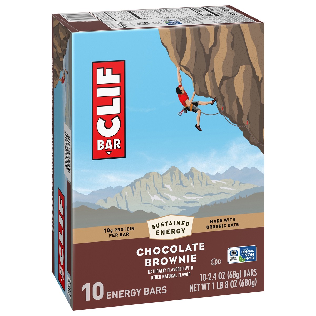 slide 3 of 4, CLIF BAR - Chocolate Brownie Flavor - Made with Organic Oats - Energy Bars - Non-GMO - Plant Based Protein Bars (10 Pack), 10 ct