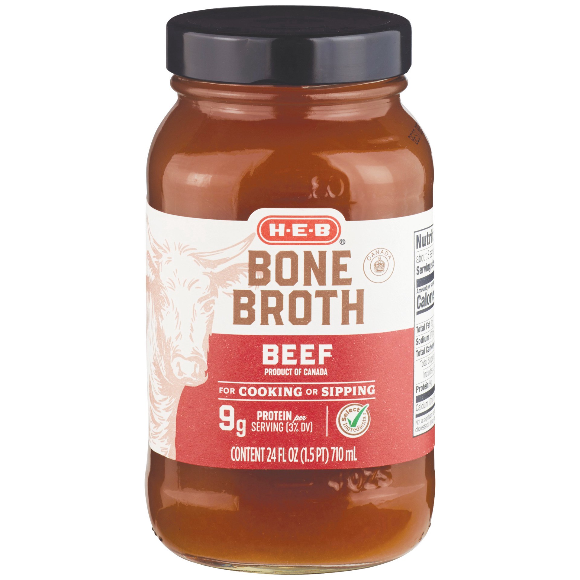 slide 1 of 1, H-E-B Beef Bone Broth, 24 oz