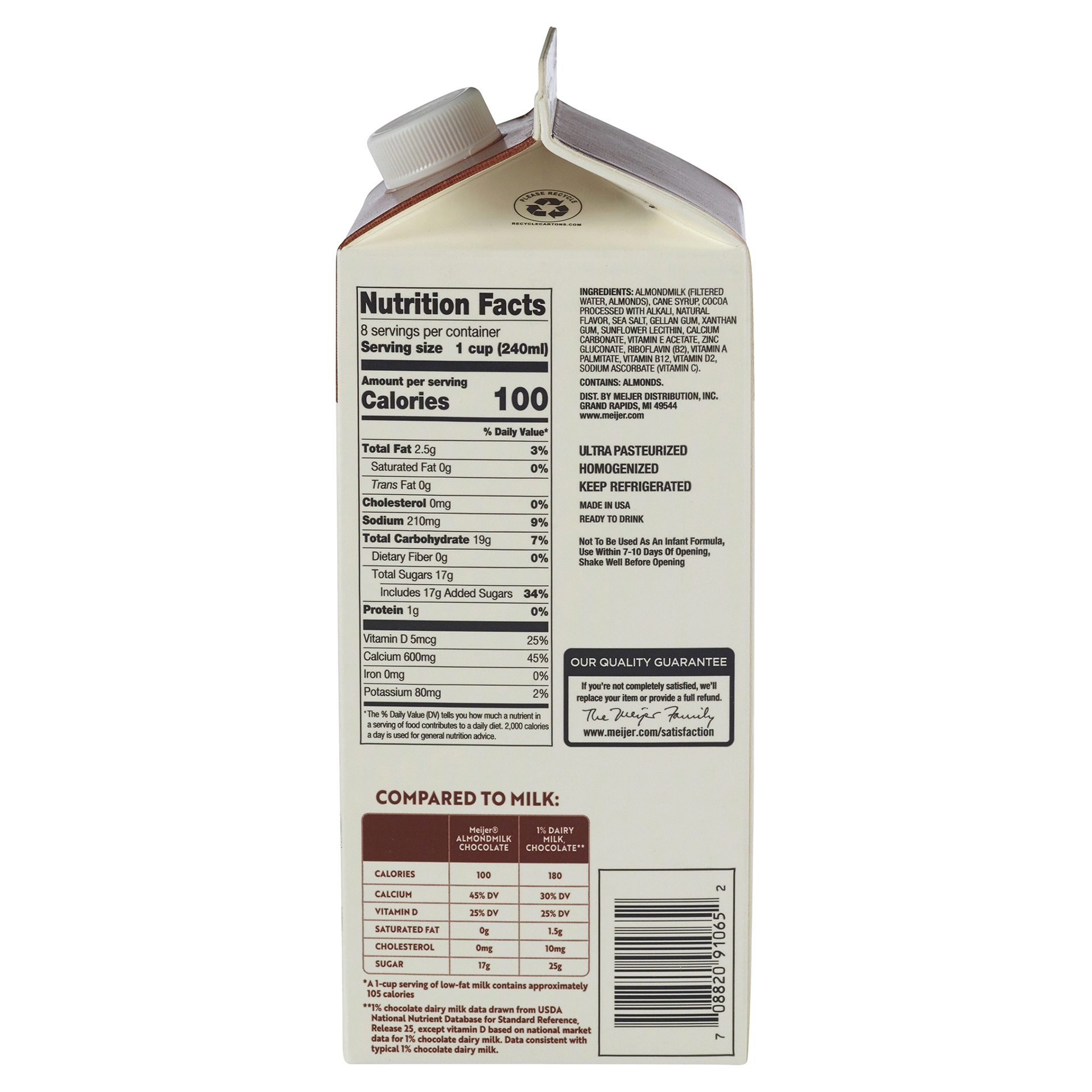 slide 9 of 9, Meijer Chocolate Almond Milk, 64 fl oz