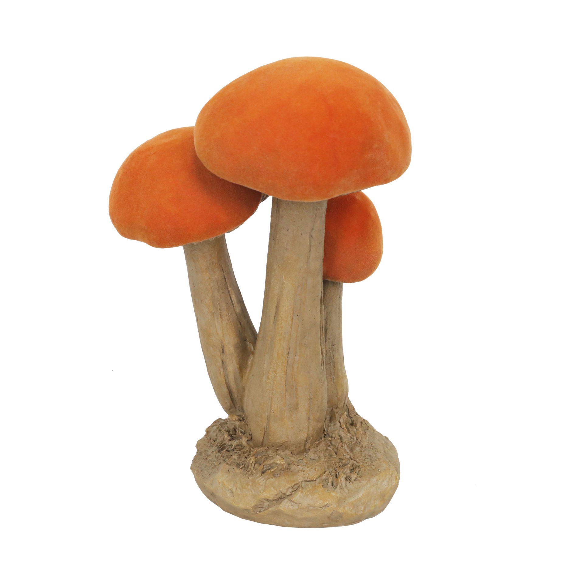 slide 2 of 2, 9.75" Orange-Capped Flocked Mushroom Trio Tabletop Decor By Ashland, 6.3 in x 5 in x 9.65 in