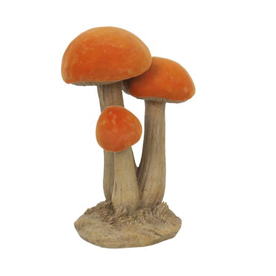 slide 1 of 2, 9.75" Orange-Capped Flocked Mushroom Trio Tabletop Decor By Ashland, 6.3 in x 5 in x 9.65 in