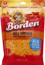 Borden Natural Cheddar Mild Shredded - 8 oz