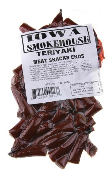 slide 1 of 1, Iowa Smokehouse Teriyaki Meat Snack Ends, 1 lb