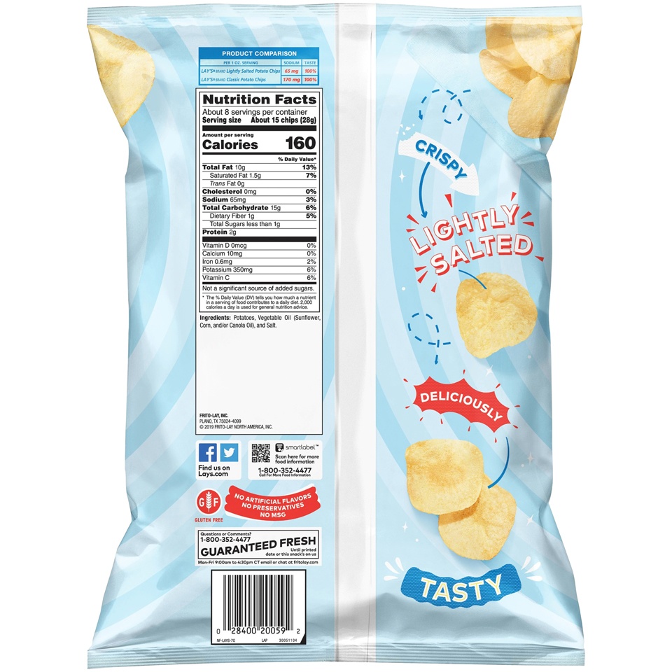 slide 3 of 5, Lay's Lightly Salted Classic Chips, 7.7 oz