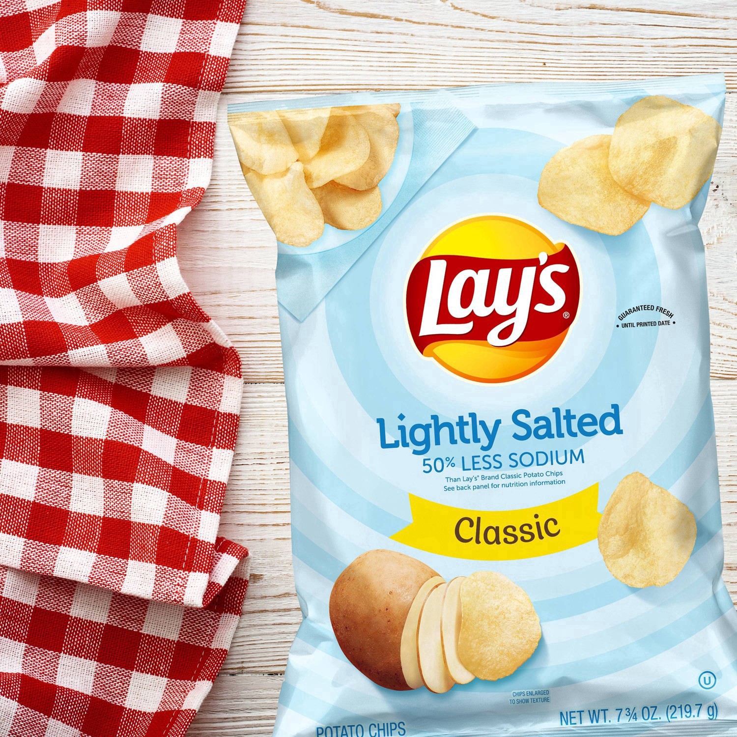 Lay's Potato Chips, Lightly Salted Classic Flavor, 7.75 oz Bag