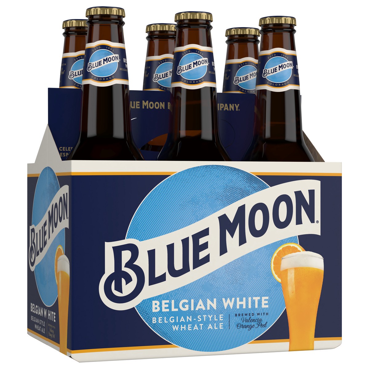 slide 6 of 9, Blue Moon Belgian White Wheat Ale, 5.4% ABV, 6-pack, 12-oz. beer bottles, 12 fl oz