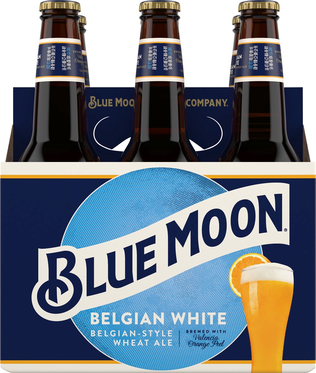 slide 5 of 9, Blue Moon Belgian White Wheat Ale, 5.4% ABV, 6-pack, 12-oz. beer bottles, 12 fl oz