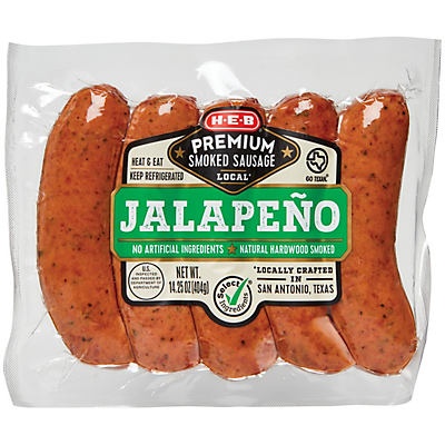 slide 1 of 1, H-E-B Select Ingredients Jalapeno Smoked Sausage, 5 ct