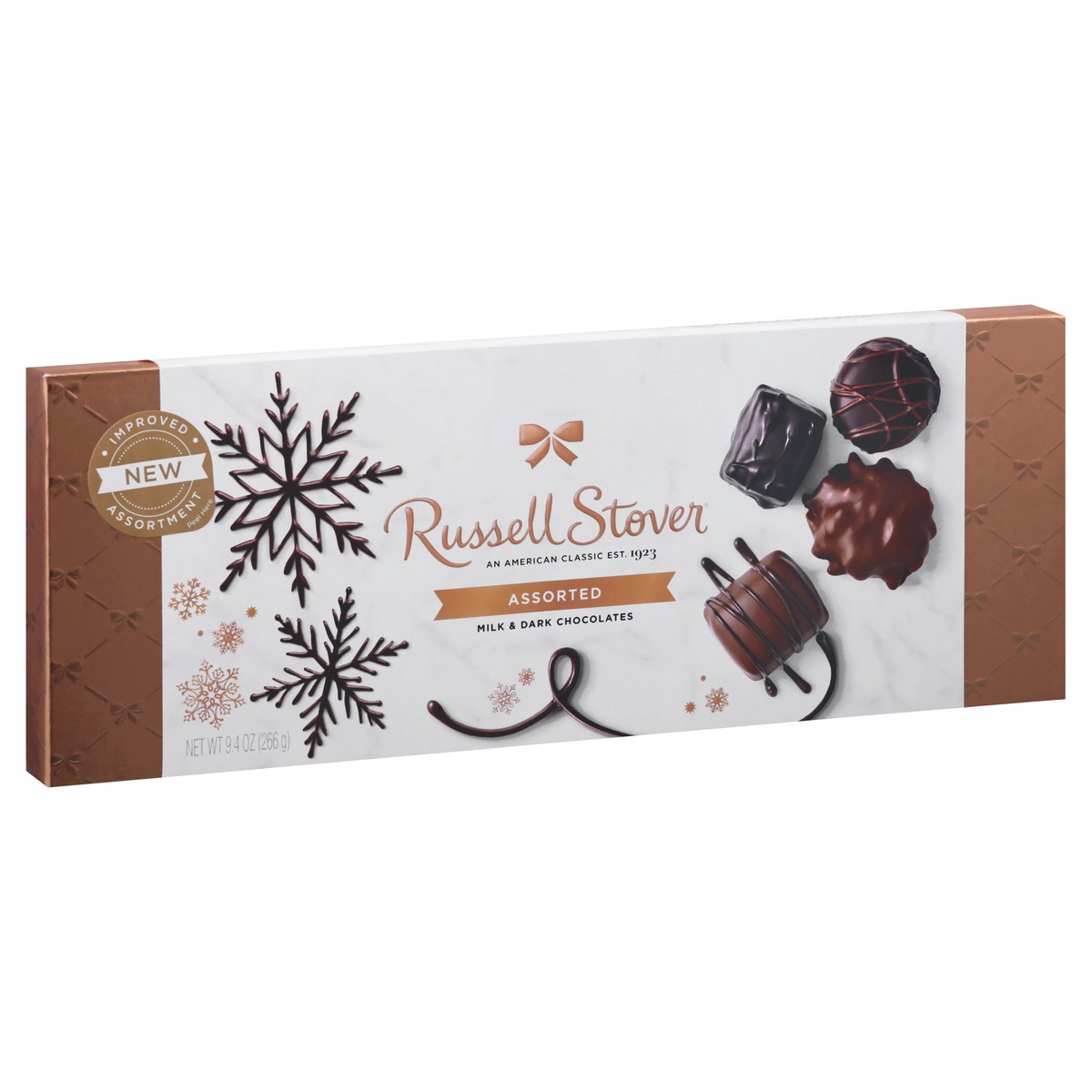 slide 4 of 10, RUSSELL STOVER Christmas Assorted Milk & Dark Chocolate Gift Box, 9.4 oz. (16 pieces), 16 ct