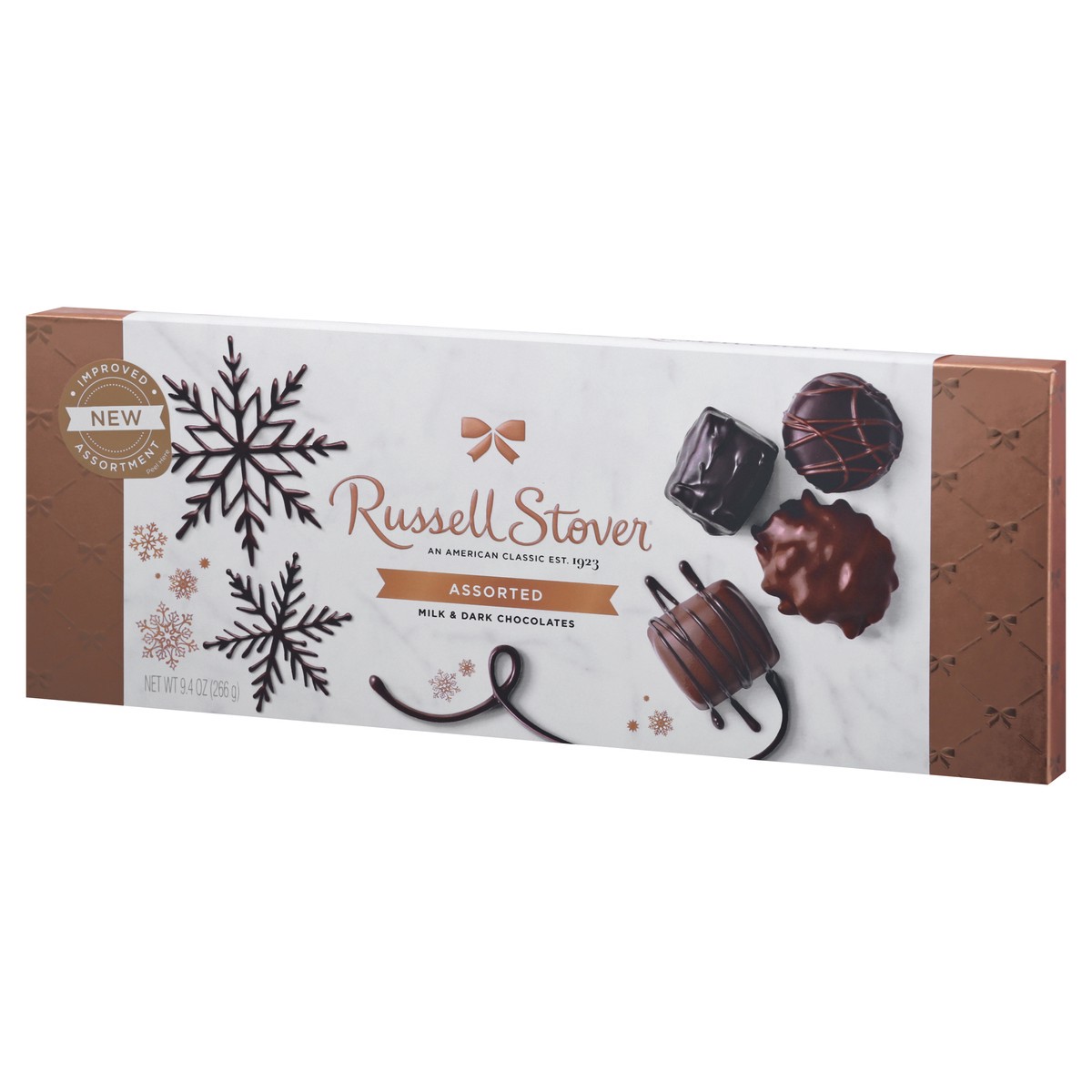 slide 9 of 10, RUSSELL STOVER Christmas Assorted Milk & Dark Chocolate Gift Box, 9.4 oz. (16 pieces), 16 ct