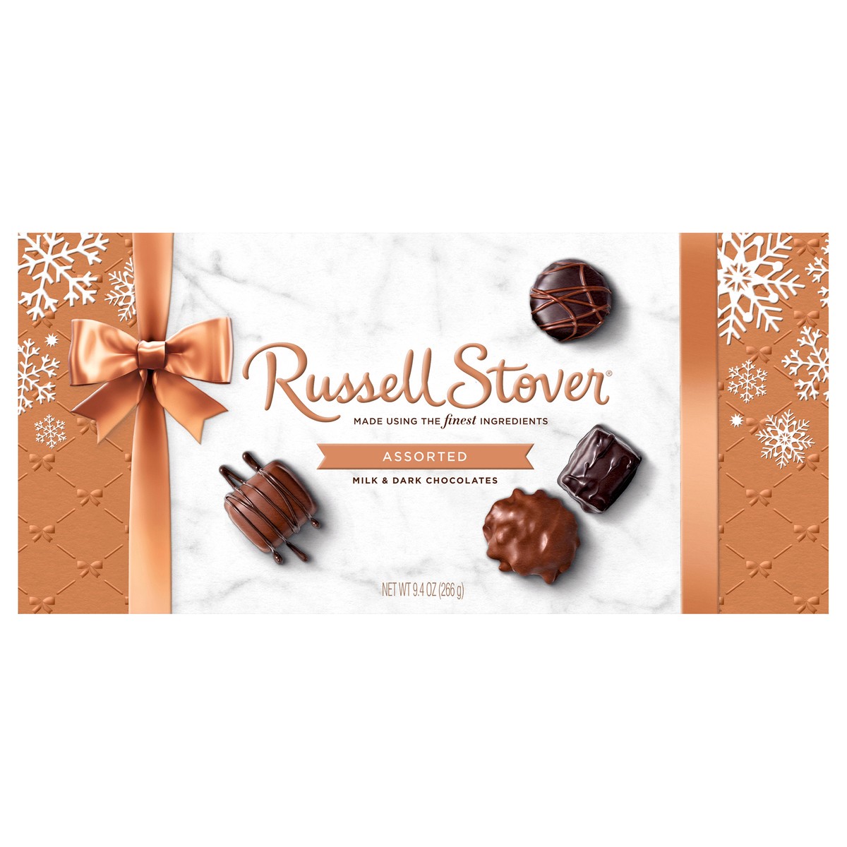 slide 1 of 10, RUSSELL STOVER Christmas Assorted Milk & Dark Chocolate Gift Box, 9.4 oz. (16 pieces), 16 ct