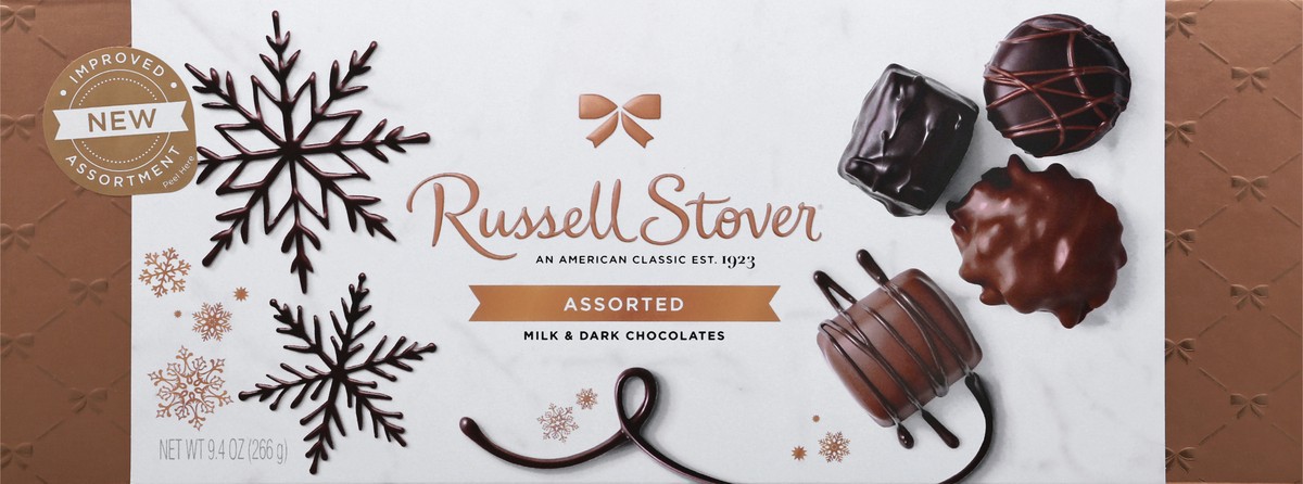 slide 7 of 10, RUSSELL STOVER Christmas Assorted Milk & Dark Chocolate Gift Box, 9.4 oz. (16 pieces), 16 ct