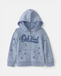 Oshkosh Toddler Girl Floral Logo Zip-Up Hoodie - Blue 3T