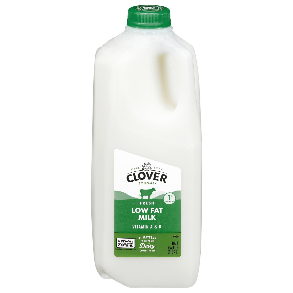 slide 1 of 4, Clover Sonoma 1% Low Fat Milk 0.5 gal, 1/2 gal
